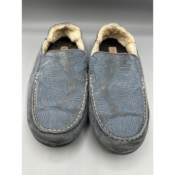 Olukai Blue Suede Womens Nohea Shearling Slippers US 9 - Picture 2 of 6